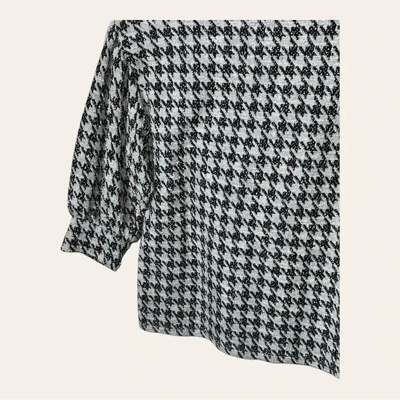 0279.โ ANN TAYLOR SHORT SLEEVE BLOUSE SIZE MEDIUM PETITE HOUNDSTOOTH PATTERN - Picture 10 of 11